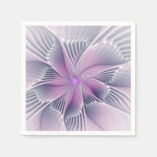 Guardanapo De Papel Linda Flor Rosa Arte Abstrato Fractal Moderno