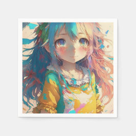 Guardanapo De Papel Linda Garota Anime Colorida