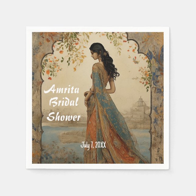 Guardanapo De Papel Linda garota em Sari personalizada (Frente)