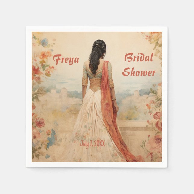 Guardanapo De Papel Linda garota em Sari personalizada (Frente)