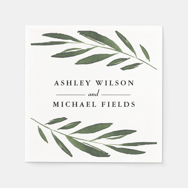 Guardanapo De Papel Linda Greenery Fern Leaf Modern Weding (Frente)