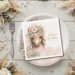 Guardanapo De Papel Linda Menina Boho Cavalo Primeiro Aniversário