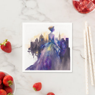 Guardanapo De Papel Linda Mulher Abstrato Fairytale City Princess