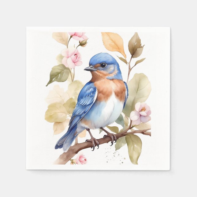 Guardanapo De Papel Linda pintura de aquarela Bluebird (Frente)