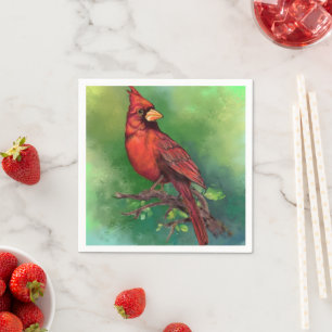 Guardanapo De Papel Linda pintura de pássaro vermelho Norte