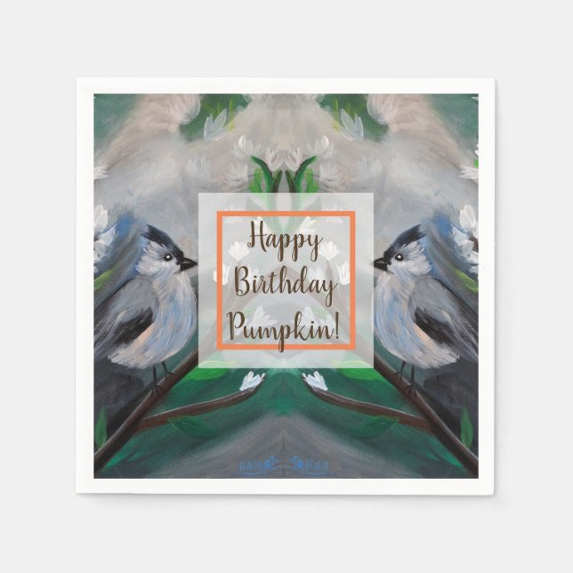 Guardanapo De Papel Linda pintura de Primavera de pássaro (Frente)