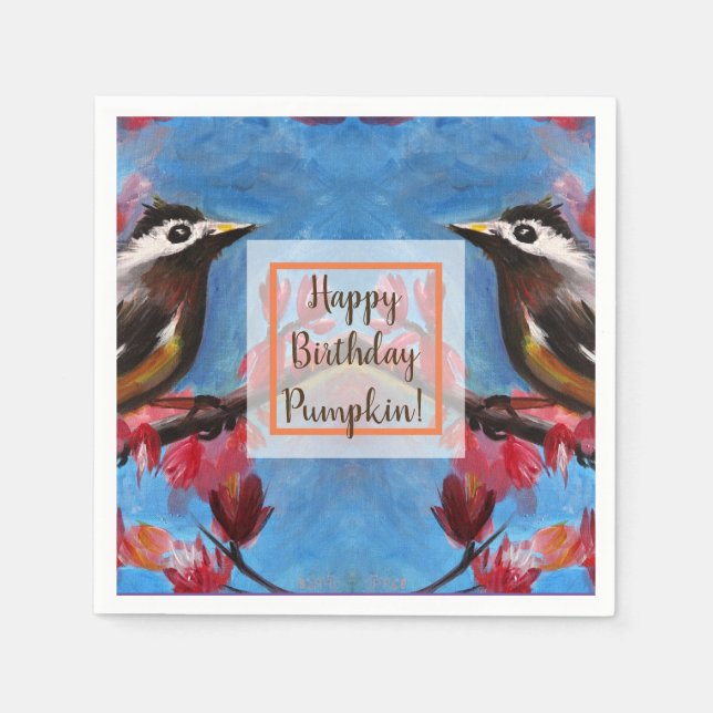 Guardanapo De Papel Linda pintura de Primavera de pássaro (Frente)