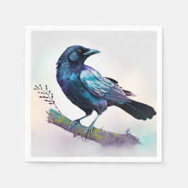 Guardanapo De Papel Linda Raven em uma ramificação de árvores