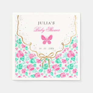 Guardanapo De Papel Linda Rosa Floral Arco-íris Dourado Chá de Bebê