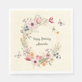 Guardanapo De Papel Linda terra e borboletas Aniversário