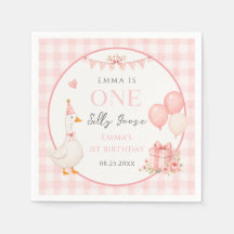 Linda Um Ganso Bobo Laço Rosa Menina 1º Aniversári