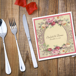 Guardanapo De Papel Linda Vintage Vittorian Frame Rosas Rosa Rosa