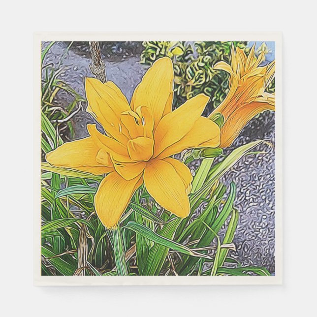 Guardanapo De Papel Lindas Flores Amarelas Douradas de Hemerocallis de (Frente)