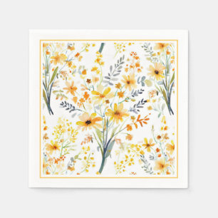 Guardanapo De Papel Lindas flores silvestres amarelas da primavera