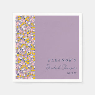 Guardanapo De Papel Lindo Amarelo Roxo Floral Bridal Shower Personaliz
