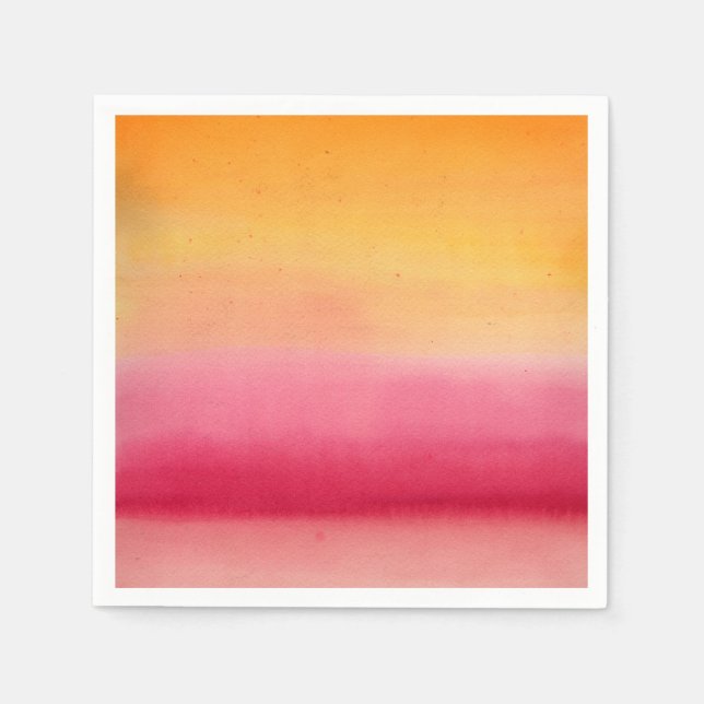 Guardanapo De Papel Lindo Aquarela Rosa Laranja (Frente)