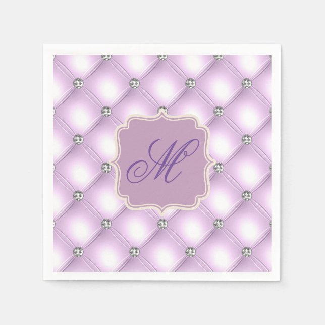 Guardanapo De Papel Lindo Brilho Roxo Monograma Elegante Festivo (Frente)
