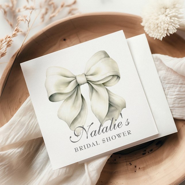 Guardanapo De Papel Lindo Chá de Noiva com Laço Branco Personalizado (Criador carregado)