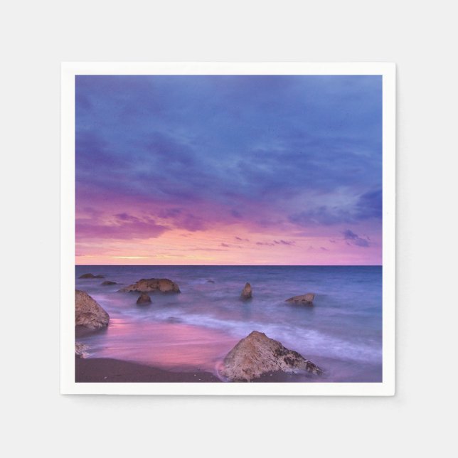 Guardanapo De Papel Lindo Fotografia Costeira Sunset (Frente)
