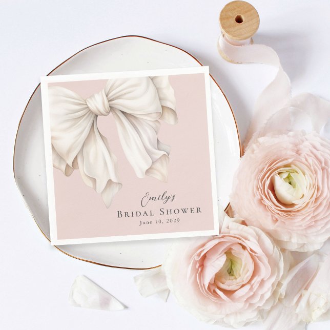 Guardanapo De Papel Lindo Laço Branco Marfim Feminino no Chá de Noiva  (Criador carregado)