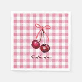Guardanapo De Papel Lindo Laço de Menina Rosa Xadrez Rosa Gingham Nome