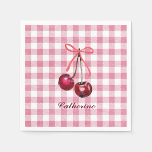 Guardanapo De Papel Lindo Laço Feminino Cereja Rosa Xadrez Nome