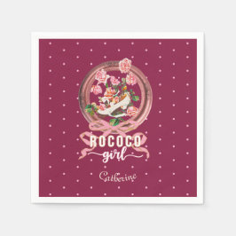 Guardanapo De Papel Lindo Nome de Menina Rosa Rococó Sapato Rosas Laço