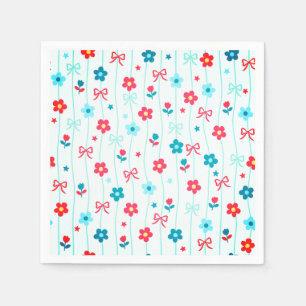 Guardanapo De Papel Lindo padrão de laço floral azul e vermelho Patrió