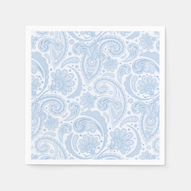 Guardanapo De Papel Lindo padrão de paisley azul branco (Frente)