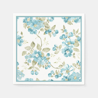 Guardanapo De Papel Lindo Verde Oliva Aqua Turquesa Floral Aquarela