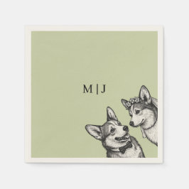 Guardanapo De Papel Lindo Verde Salvia - Casamento Caprichoso de Corgi