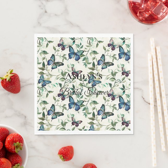 Guardanapo De Papel Lindos Borboletas Azuis Chá de Noiva (Insitu)