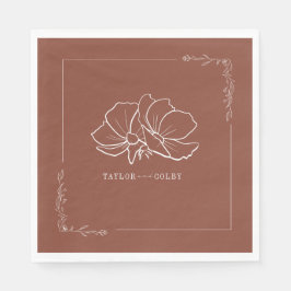 Guardanapo De Papel Line Floral Terracotta Earth Tone Wedidning