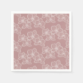 Guardanapo De Papel Linear Orchid | Chic Botanical Floral Dusty Pink