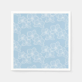 Guardanapo De Papel Linear Orchid | Chic Botanical Floral Sky Blue