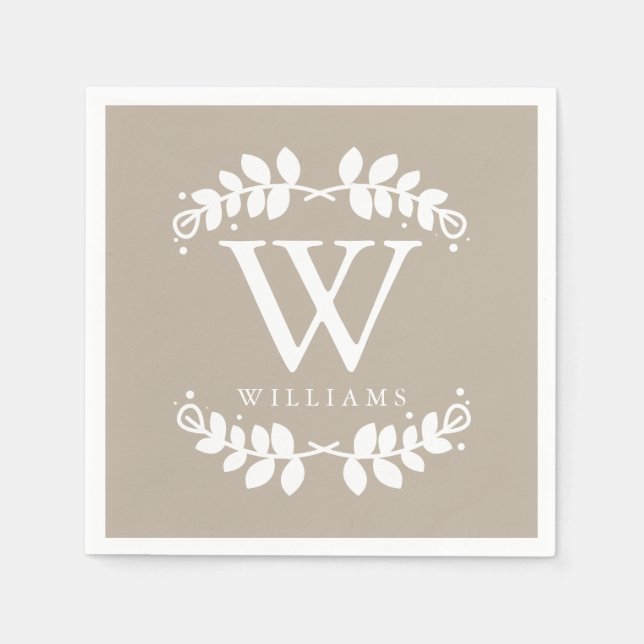 Guardanapo De Papel Linen Beige Monograma (Frente)