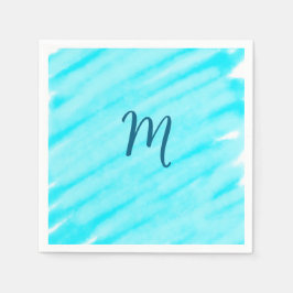 Guardanapo De Papel linhas simples de aquarela azul adicione seu monog