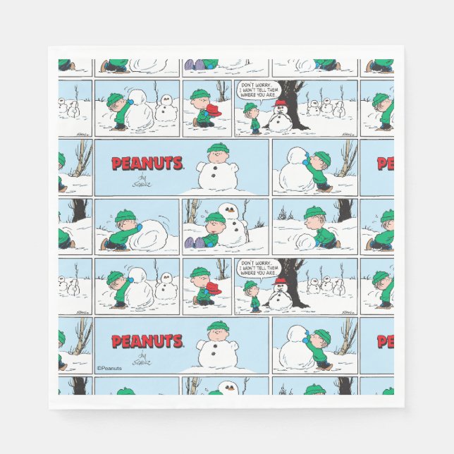 Guardanapo De Papel Linus constrói um boneco de neve (Frente)