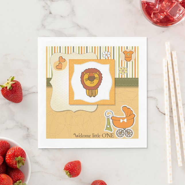 Guardanapo De Papel Lion Baby Announunciing Paper Napkins (Criador carregado)