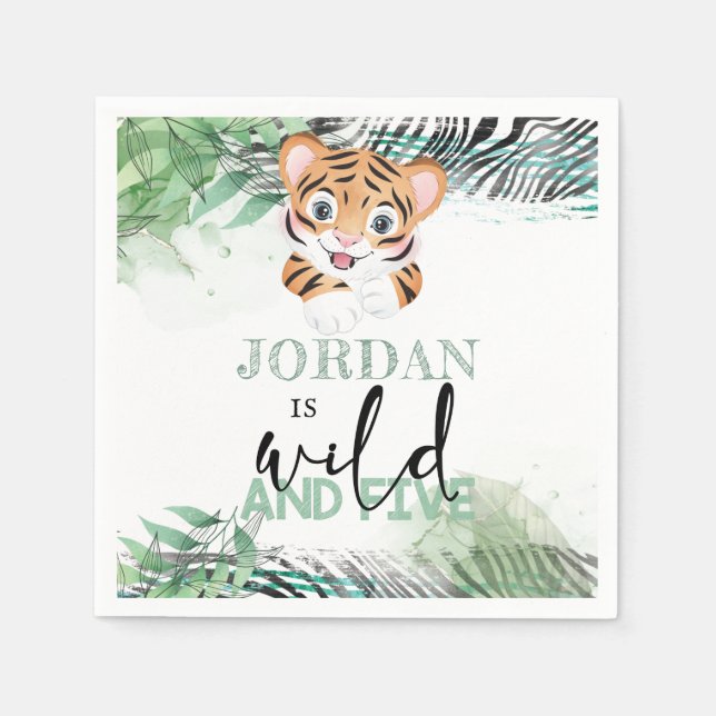 Guardanapo De Papel Lion Jungle Personalizado 5 Aniversário Napkins (Frente)