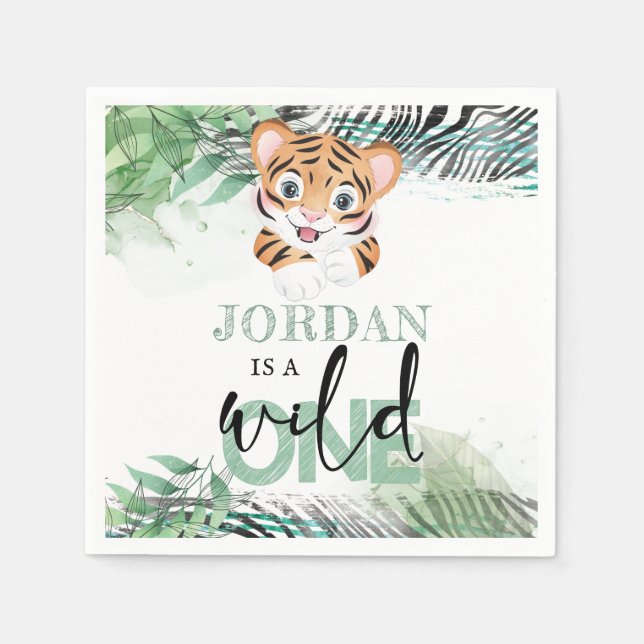 Guardanapo De Papel Lion Jungle Personalizado Primeiro Aniversário (Frente)
