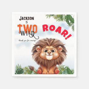 Guardanapo De Papel Lion Safari Dois Aniversários de criança Selvagens