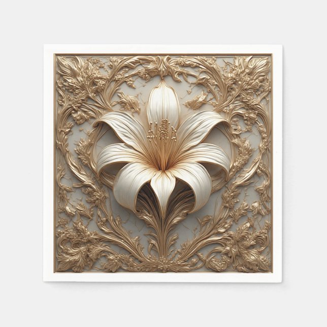 Guardanapo De Papel Lírio dourado sofisticado (Frente)
