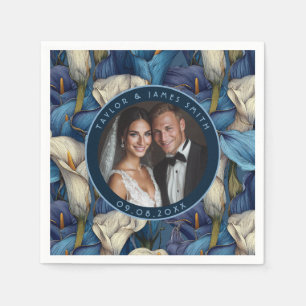 Guardanapo De Papel Lírios-de-callas Azuis Clássicos Jardim Casamento