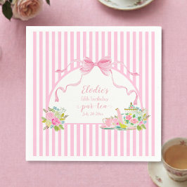 Guardanapo De Papel Listra Floral Rosa Vamos Par-tea Aniversário