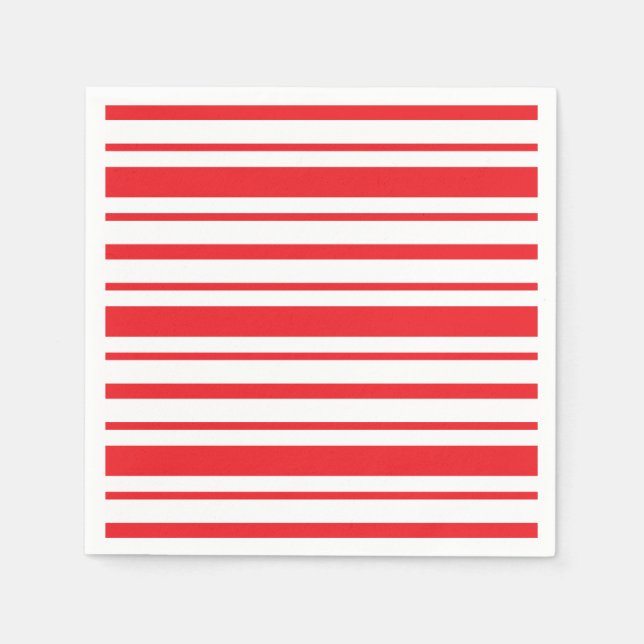 Guardanapo De Papel Listrado Vermelho e Branco (Frente)