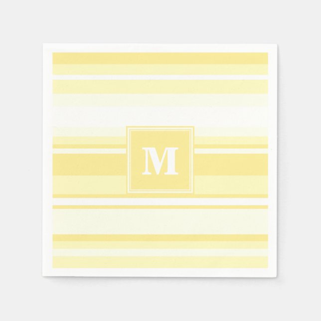 Guardanapo De Papel Listras amarelas de limão monograma (Frente)