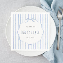 Listras Azuis com Baby Shower de Menino com Moldur