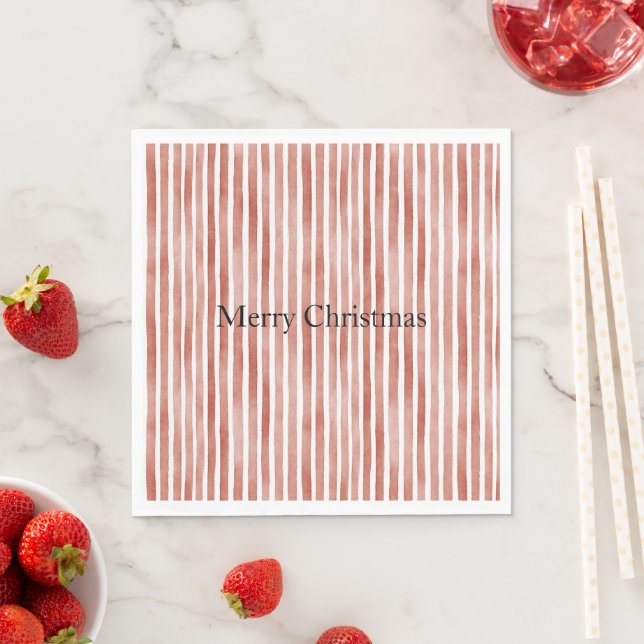 Guardanapo De Papel Listras Brancas Vermelhas de Natal (Insitu)
