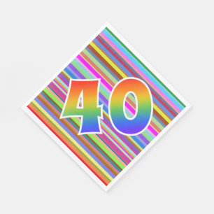 Guardanapo De Papel Listras coloridas + Teste padrão "40" do arco-ír
